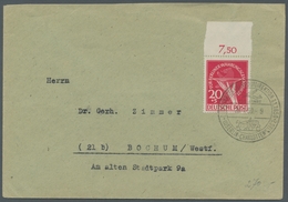 Berlin: 1949, "20 Pfg. Währungsgeschädigte", Oberrandwert Als Portorichtige EF Auf Brief Von BERLIN- - Other & Unclassified