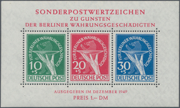 Berlin: 1949, Währungsgeschädigten-Block Mit Plattenfehler "zusätzlicher Schaffrierungsstrich Auf De - Otros & Sin Clasificación
