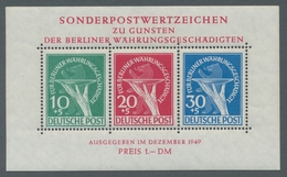 Berlin: 1949, Währungsgeschädigtenblock Mit Beiden Plattenfehlern Postfrisch, Kleiner Papiereinschlu - Otros & Sin Clasificación