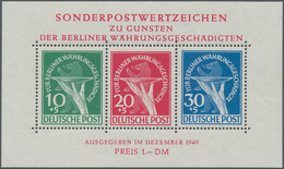 Berlin: 1949, Währungsgeschädigten Blockausgabe Mit 2-facher ABART "C Gebrochen" + "zusätzl. Schraff - Other & Unclassified