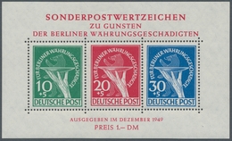 Berlin: 1949, "Währungeschädigten-Block Mit PLF Bei Der 10 Und 30 Pfg.", Ugebrauchter Block Mit Zart - Otros & Sin Clasificación