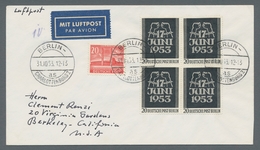 Berlin: 1953, "17. Juni" Je Als Viererblock (einmal Mit Zusatzfrankatur) Auf Zwei Flugbriefen Von BE - Andere & Zonder Classificatie