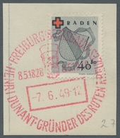 Französische Zone - Baden: 1949, "Rotes Kreuz" Komplett Je Einzeln Mit Rotem SST Auf Briefstücken In - Andere & Zonder Classificatie