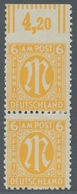 Bizone: 1945, Am-Post Deutscher Druck 6 Pfennig, Senkrechtes Postfrisches Paar Vom Oberrand, Obere M - Andere & Zonder Classificatie