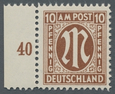 Bizone: 1945, "10 Pfg. Deutscher Druck Mit Zähnung 11 ½", Postfrischer Randwert Von Feld 61 Mit Feld - Autres & Non Classés