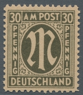 Bizone: 1945, AM-Post Probedruck 30 Pfennig Auf Graustichigem "Bremer" Papier, Tadellos Postfrisch, - Sonstige & Ohne Zuordnung