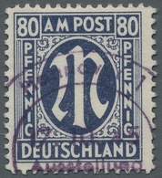 Bizone: 1945, AM-Post 80 Pfennig Schwarzviolettultramarin In Lilienzähnung 11 1/2 Und In Papier Z. D - Other & Unclassified