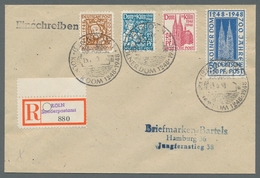Bizone: 1948, "50 + 50 Pfg. Kölner Dom Mit Seltenem PLF I", Mit SST Gestempelter Wert Auf Satz-R-Bri - Andere & Zonder Classificatie