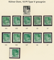 Bizone: 1948, Bauten-Spezialsammlung Von 76 Weit- Und Enggezähnten Werten Der 10 Pfennig Grün Auf Se - Other & Unclassified
