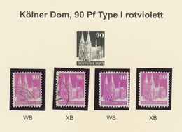 Bizone: 1948, Bauten-Spezialsammlung Von 94 Weit- Und Enggezähnten Werten Der 90 Pfennig Purpur Auf - Sonstige & Ohne Zuordnung