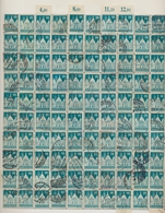 Bizone: 1948, Bauten 16 Pfennig Blaugrün Weitgezähnt. Partie Von 1.599 Gestempelten Werten Als 15 Ko - Otros & Sin Clasificación