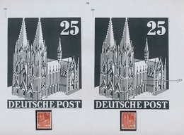 Bizone: 1948, Bauten 25 Pfennig Orangerot Enggezähnt In Type IV. Studie Von 30 Gestempelten Und 3 Po - Otros & Sin Clasificación