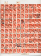 Bizone: 1948, Bauten 25 Pfennig Orangerot Enggezähnt In Type IV. 100 Gestempelte Marken Als Komplett - Otros & Sin Clasificación