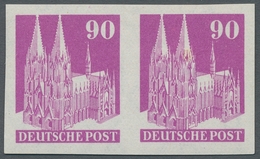 Bizone: 1948, Bauten 90 Pfennig Lilapurpur Ungezähnt Im Waagerechtem Paar Mit Altsignatur Wittmann. - Autres & Non Classés