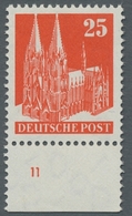 Bizone: 1948, Bauten 2 Stück Der 25 Pfennig Orangerot Enggezähnt Je Vom Ungefaltetem Unterrand Und J - Other & Unclassified