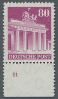 Bizone: 1948, Bauten 80 Pfennig Dunkelkarminlila Enggezähnt Vom In Der Zähnung Gefaltetem Unterrand - Otros & Sin Clasificación