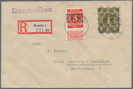Bizone: 1948, 1 RM Ziffern Mit Netzaufdruck Und 8 Pf Bandaufdruck Auf R-Brief Ab "WETZLAR 2.9.48" Na - Autres & Non Classés