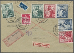 Bizone: 1949, "Hannovermesse-Block Einzelmarken", Die Kombinationen 10 + 20 + 30 Und 20 + 30 Pfg. Mi - Autres & Non Classés
