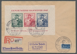 Bizone: 1949, "Hannovermess"-Block Als Portorichtige EF Auf R-Brief Mit SST Nach Tuttlingen In Sehr - Otros & Sin Clasificación