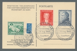 Bizone: 1949, "Goethe", Drei Verschiedene Sonderkarten Mit Je Komplettem Satz Mit SST, Gute Erhaltun - Otros & Sin Clasificación