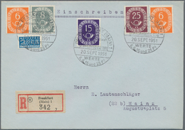 Bundesrepublik Deutschland: 1951, 6 Pf Zweimal, 8 Pf, 15 Pf Und 25 Pf Posthorn Portogerechtem Luxus- - Sonstige & Ohne Zuordnung