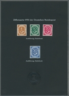 Bundesrepublik Deutschland: 1951, "Posthorn Ankündigungskarton 2" Mit Aufgeklebten Werten Zu 4, 10, - Other & Unclassified