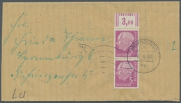 Bundesrepublik Deutschland: 1960, "5 Pfg. Heuss Lumogen", Senkr. Oberrandpaar Mit Walzenoberrand Als - Autres & Non Classés