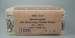 Bundesrepublik Deutschland: 1991, Körner-Block, 2000 Gestempelte Exemplare Im Original-Postpaket ("E - Sonstige & Ohne Zuordnung