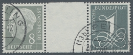 Bundesrepublik - Zusammendrucke: 1960, "Heuss Liegendes WZ., Nachauflage", Neun Sauber Gestempelte K - Se-Tenant
