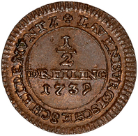 Lauenburg: 1739, "Georg II. August" 1/2 Dreiling Mit Monogramm "GR" Auf Der Rückseite In Vorzügliche - Andere & Zonder Classificatie