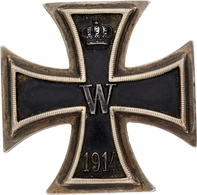 Orden & Ehrenzeichen: PREUSSEN; 1914-1924, "Eisernes Kreuz" 1.Klasse In Gewölbter Form Aus 800er Sil - Sonstige & Ohne Zuordnung