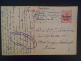 Belgique Terr Etapes , Entier Postal De Brussel 1917 Pour Strasbourg - OC26/37 Territoire Des Etapes