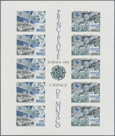 Monaco: 1991, Cept Souvenir Sheet "Space" IMPERFORATE, Lot Of 50 Pieces Mint Never Hinged. Maury 180 - Andere & Zonder Classificatie