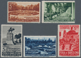 Spanien - Zwangszuschlagsmarken Für Barcelona: 1936, Barcelona Fair Complete Set Of Five Showing Dif - Tasse Di Guerra