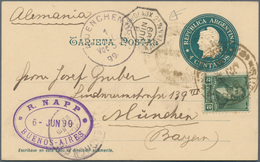 Argentinien: 1870-1899, Nine Covers And Postal Stationery Items To Europe By Ship, Almost All With F - Andere & Zonder Classificatie