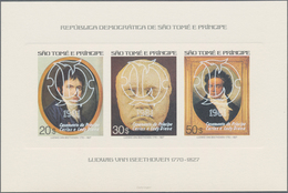 St. Thomas Und Prinzeninsel - Sao Thome E Principe: 1981, Ludwig Van Beethoven Overprinted With Lady - Sao Tomé Y Príncipe