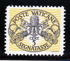 1946 Vaticano Vatican SEGNATASSE  POSTAGE DUE 5c Righe Larghe Carta Bianca MNH** - Postage Due