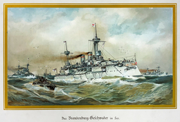 Thematik: Schiffe-U-Boote / Ships-submarines: 1900 (ca.), "DEUTSCHLAND ZUR SEE", Großformatiger Bild - Barche