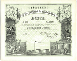 Alte Aktien / Wertpapiere: 1858, Aktien-Gesellschaft Für Gasbeleuchtung Zu Fürth, Aktie über 200 Gul - Andere & Zonder Classificatie