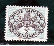 1946 Vaticano Vatican SEGNATASSE  POSTAGE DUE 2 Lire Righe Larghe Carta Bianca MNH** - Taxes