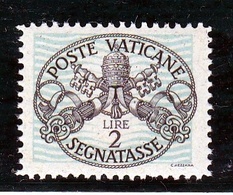 1946 Vaticano Vatican SEGNATASSE  POSTAGE DUE 2 Lire Righe Larghe Carta Bianca MNH** - Segnatasse