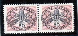 1946 Vaticano Vatican SEGNATASSE  POSTAGE DUE Coppia 80 Cent Righe Larghe Carta Bianca MNH** - Impuestos