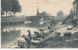 11 // BRAM  Lavoir Et Pont Sur Le Canal / Laveuses - Bram