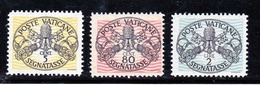 1946 Vaticano Vatican SEGNATASSE  POSTAGE DUE 5c, 80c, 2L Righe Larghe Carta Bianca MNH** 5 Cent E 2L Firma Gino Biondi - Postage Due