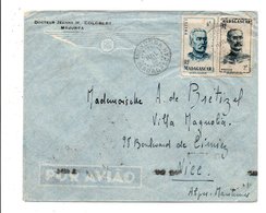 MADAGASCAR AFFRANCHISSEMENT COMPOSE SUR LETTRE POUR LA FRANCE 1946 - Briefe U. Dokumente