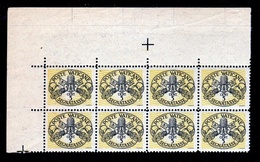 1946 Vaticano Vatican SEGNATASSE  POSTAGE DUE 5c (x8) Righe Larghe Carta Bianca Blocco Di 8 MNH** Firma Gino Biondi - Portomarken