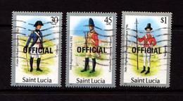 SAINT  LUCIA    1985    Militry  Uniforms    OFFICIAL    Part  Set  Of  3    USED - Ste Lucie (...-1978)