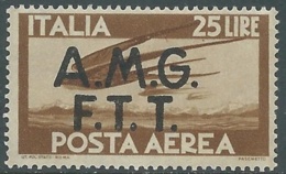 1947 TRIESTE A POSTA AEREA DEMOCRATICA 25 LIRE MNH ** - RA25-8 - Poste Aérienne