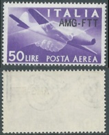 1954 TRIESTE A POSTA AEREA DEMOCRATICA 50 LIRE FILIGRANA LETTERA MNH ** - E153 - Poste Aérienne