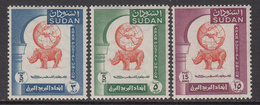 1958 Sudan Africa Postal Union Rhino  Complete  Set Of 3  Lightly Hinged - Sudan (1954-...)